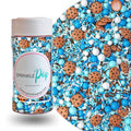 Sprinkle Pop Cookies & Milk Sprinkle Mix| Blue and White Sprinkles with ~12 Hand Piped Chocolate Chips Cookies and Brown Pops| Decorating Sprinkles Made in USA For Birthday Cake Cupcakes Donuts, 4oz