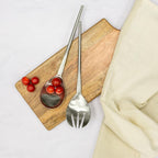 Folkulture Stainless Steel Kitchen Salad Servers or Salad Serving Utensils for Cooking, 12 Inch Salad Tongs, Serving Spoon and Fork Set for Salad, Gravies or Pasta, Silver Finish