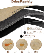 SUEH DESIGN Coffee Mat, Absorbent Dish Drying Mat 23.6 x 15.7 in Quick Dry Coffee Mat Large Drying Mats for Kitchen Counter Coffee Bar, Coffee Bar