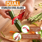 Spring Chef Premium Swivel Vegetable Peeler, Soft Grip Handle and Ultra Sharp Stainless Steel Blades - Perfect Kitchen Peeler For Veggie, Fruit, Potato, Carrot, Apple - Red