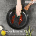 ESLITE LIFE Nonstick Ceramic Frying Pan Skillet with Lid, Non-Toxic Egg Omelette Kitchen Cooking Pans Compatible with All Stovetops (Gas, Electric & Induction), PTFE & PFOA Free (Black, 11" w/Lid)