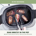 GreenPan Elite 8-in-1 Programmable 6QT Electric Slow Cooker, Dishwasher Safe Lid & Removable Crock, PFAS-Free Healthy Ceramic Nonstick Multi-Cooker, Sear, Sauté, Brown, Steam Basket, Roast, Sage Green