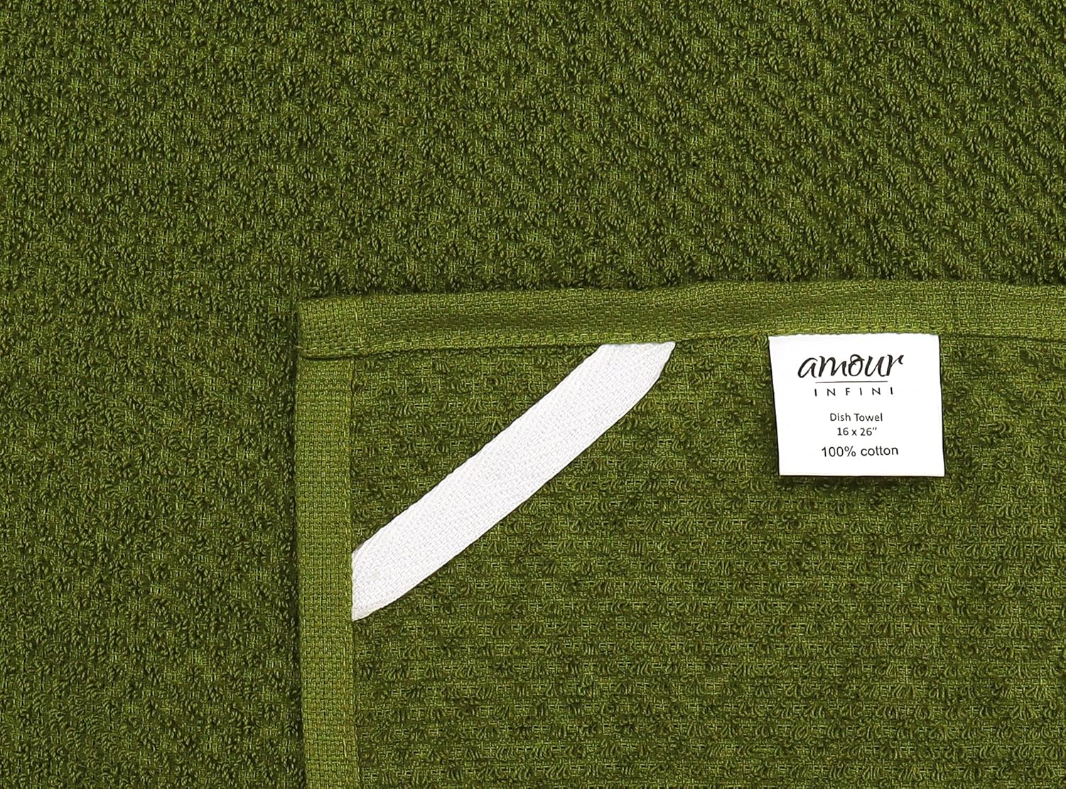 AMOUR INFINI Kitchen Towels Pack of 4 - Absorbent, Quick Drying Premium Cotton Tea Towel - Kitchen Linens 16x28 Inch Dish Towels with Hanging Loop (Green)