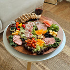21" Acacia Wood Lazy Susan for Table Top - Wooden Turntable Serving Tray for Charcuterie Boards Cheese Board - Extra Large Round Lazy Susan Organizer - Kitchen Revolution for Countertop