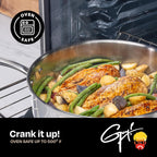 Guy Fieri's Flavortown 3.2-Quart Stainless Steel Sauce Pan with Tempered Glass Lid - Kitchen Cookware with Tri-Ply Base, Oven Safe to 500°F, Dishwasher Friendly, Works with Gas & Induction Cooktops