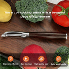 Premium I Type 304 Stainless Steel Multifunctional Kitchen Peeler Real Wood Handle Ultra Sharp Blade Vegetable Potato Apple(Carbonized Wood)