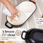nuovva Dutch Oven for Sourdough Bread Baking – Enamelled Cast Iron Bread Loaf Pot – 500°F Oven Safe Non Stick Bread Pot – Double Round Loaf Space, 16.5cm Diameter, Black