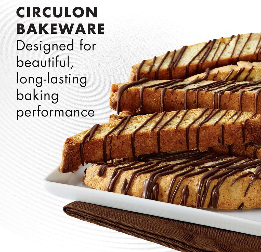 Circulon Nonstick Bakeware, Nonstick Cookie Sheet/Baking Sheet - 10 Inch x 15 Inch, Chocolate Brown (Pack of 2)
