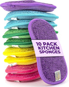 – 10 Kitchen Sponges Pack– Washable and Reusable Dishes Sponge Rubber – 6 X 3 inches - Multicolored