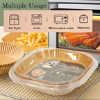 Air Fryer Disposable Paper Liner, Natural Baking Parchment Paper Air fryer liners,Thickened Oil-Proof High Temperature,for Air Fryers,Ovens,Pan and Microwaves (9inch-XL-Thick, square-Brown)
