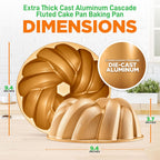 NutriChef 9-Inch Cake Pan - Heavy Die Cast Aluminum Cake Baking Mold with 2 Layers of Professional Nonstick Coating - Fluted Flow Design for Uniform Baking & Browning, Dishwasher Safe - Gold