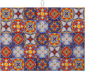 Talavera Mexican Tiles Dish Drying Mat for Kitchen Counter Microfiber Absorbent Dish Kitchen Drying Mat Draining Reusable Washable for Dishes/Utensils/Counterto