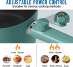 Topwit Hot Pot Electric, 1.5L Ramen Cooker, Portable Non-Stick Frying Pan, Electric Pot for Pasta, Steak, BPA Free, Electric Cooker with Dual Power Control, Over-Heating & Boil Dry Protection, Green