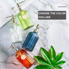 16 OZ Soap Dispenser，Tempered Glass Clear Vertical Stripe with 304 Rust Proof Stainless Steel Pump Refillable Liquid Hand Soap Dispenser，for Bathroom, Kitchen, Dish Soap，Lotion (Clear)