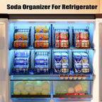 4-Pack Stackable Canned Food Organizer with Handles for Kitchen, Soda Can Organizer for Pantry Shelves, Wire Cabinet Shelf for Can Storage, Foldable Soda Dispenser, Patent Pending, Black