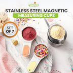 Spring Chef Magnetic Stainless Steel Measuring Cups, Patented, Kitchen Tools with Easy to Read Markings for Measuring Dry or Liquid Ingredients, Set of 7, Pastel