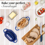 Dutch Oven For Sourdough Bread Baking – Enamelled Cast Iron Bread Loaf Pot – Oven Safe Non Stick Bread Pot – Rectangular, Dark Blue, 24cm x 16cm – by Nuovva