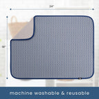 S&T INC. Dish Drying Mat XL, 18” x 24”, Absorbent Microfiber Kitchen Counter Mat, Dish Drying Pad for Dishes, Utensils, Pots and Pans, Extra Large, Blue Stockinette
