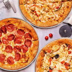 P&P CHEF 13.5 Inch Pizza Pan, 3 Pieces Stainless Steel Round Pizza Tray Dish Plate For Oven Baking Roasting, Healthy & Heavy Duty, Rust Free & Dishwasher Safe -Silver