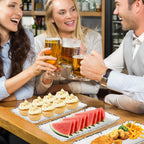 4-Pack 14" x 7" White Serving platter Set, Reusable Farmhouse Melamine Serving Platters for Cookie, Appetizer, Charcuterie, Snack, Party Food Display - Stackable Kitchen CounterTop Tray.