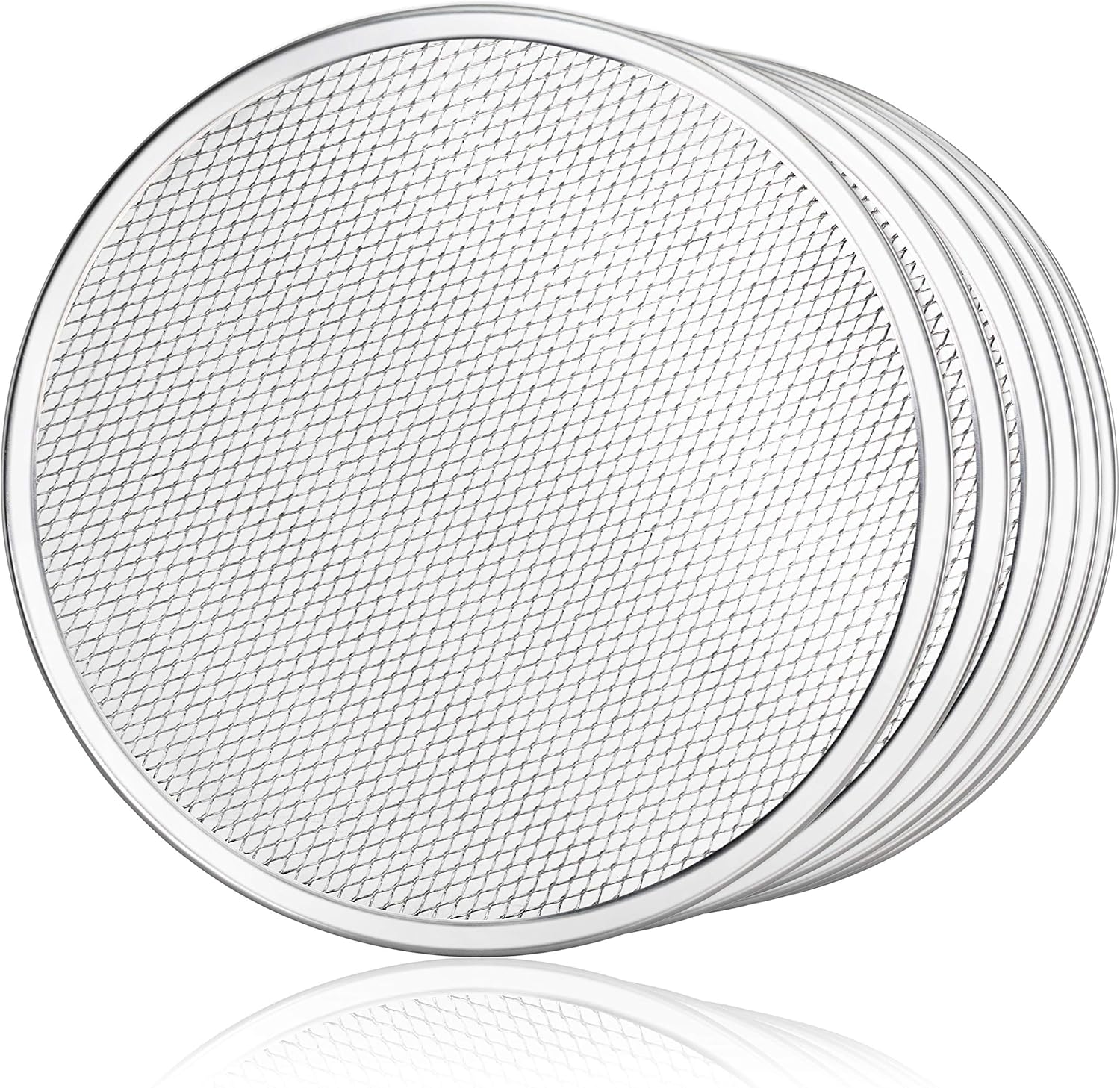 New Star Foodservice 50950 Restaurant-Grade Aluminum Pizza Baking Screen, Seamless, 12-Inch, Pack of 6
