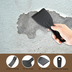 6 Pack Plastic Putty Knife, Durable Plastic Scraper Tool with No-Slip Grip for Spackle, Spreader, Non Scratch and Easy Cleaning Spackle Knife, Putty Knife Set, Black