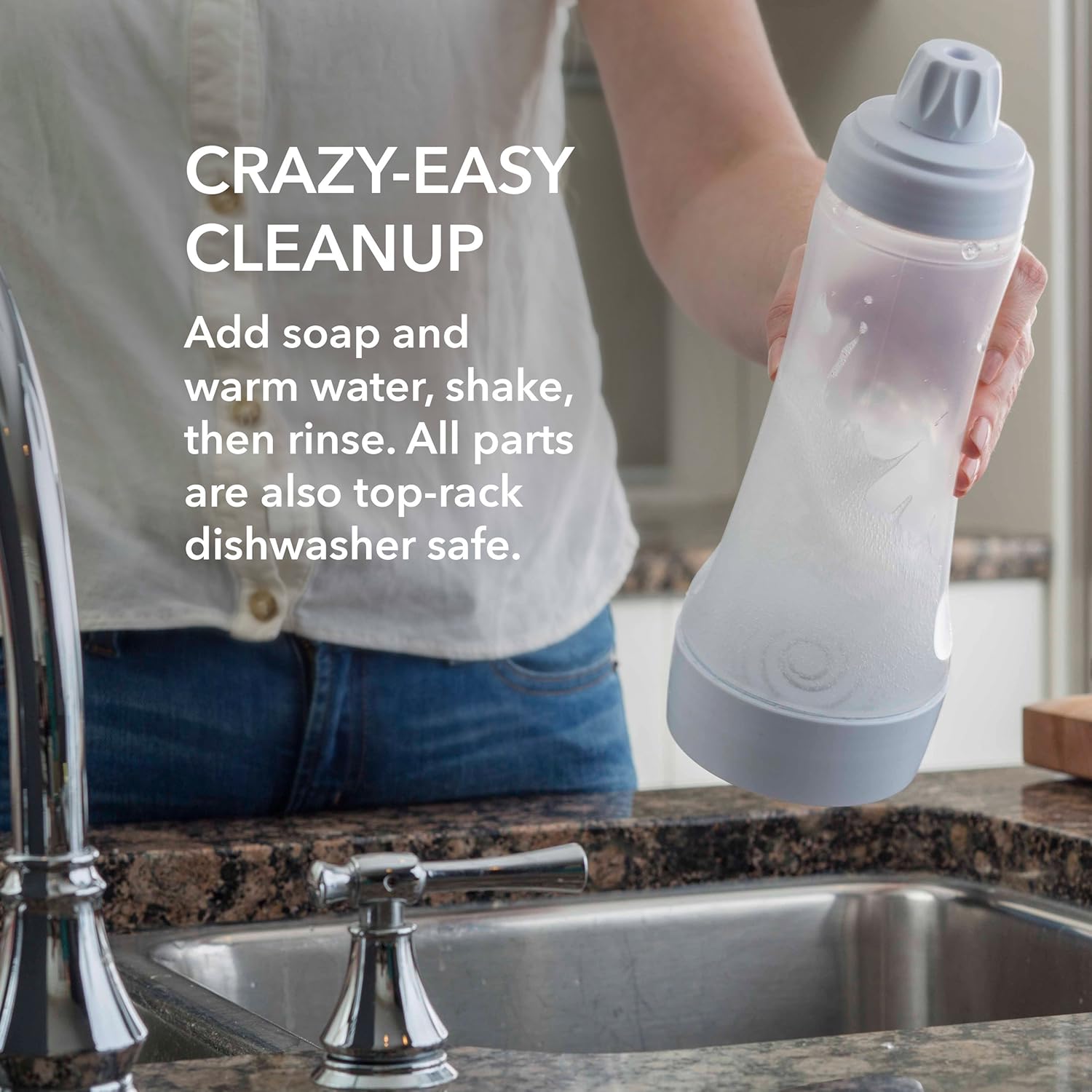 Whiskware Pancake Bottle, Batter Dispenser and Mixer with BlenderBall Wire Whisk, Durable, No-Mess, BPA Free, Dishwasher Safe, Mint