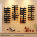 Hoctieon 8 Tier Wall Mount Wine Rack, Wall Racks for Wine Bottles Display and Storage, Hanging Bottle Organizer for Living Room, Dining Room, Wine Cellar, Bar, Black