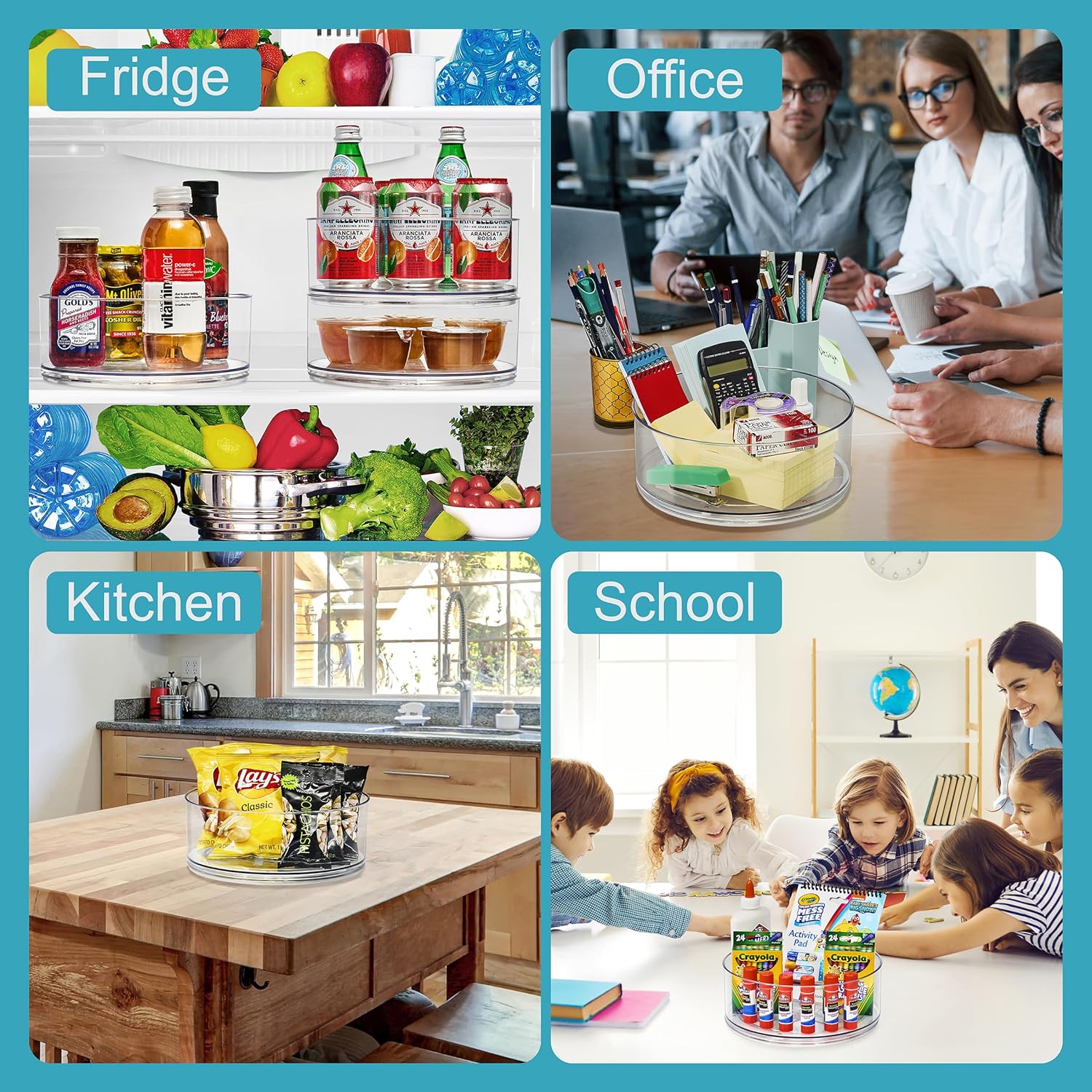 Sorbus 9 Inch Clear Lazy Susan Organizer, Turntable Organizer for Spice Organization for Cabinet, Lazy Susan Turntable for Kitchen, Home, Office, Closet, Classroom, Laundry Room Organization (2-Pack)