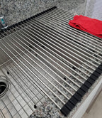 Ahyuan Roll up Dish Drying Rack Over The Sink Kitchen Roll up Sink Drying Rack Portable Dish Drainer Foldable Dish Drying Rack (Black, 20.5''X19.7'')