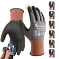 Schwer 6 Pairs Safety Work Gloves with Sandy Nitrile Coating LT5626, Max Abrasion Resistance Heavy Duty Gloves with Grip for Men and Women, Ideal for General Use, Mechanic, Construction, Gardening, XL