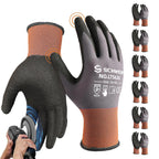 Schwer 6 Pairs Safety Work Gloves with Sandy Nitrile Coating LT5626, Max Abrasion Resistance Heavy Duty Gloves with Grip for Men and Women, Ideal for General Use, Mechanic, Construction, Gardening, XL