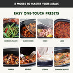 GreenPan Elite 14-in-1 Programmable 6QT Electric Slow Cooker, Dishwasher Safe Lid & Removable Crock, PFAS-Free Healthy Ceramic Nonstick Multi-Cooker, Sear, Sauté, Brown, Steam Basket, Roast, Black