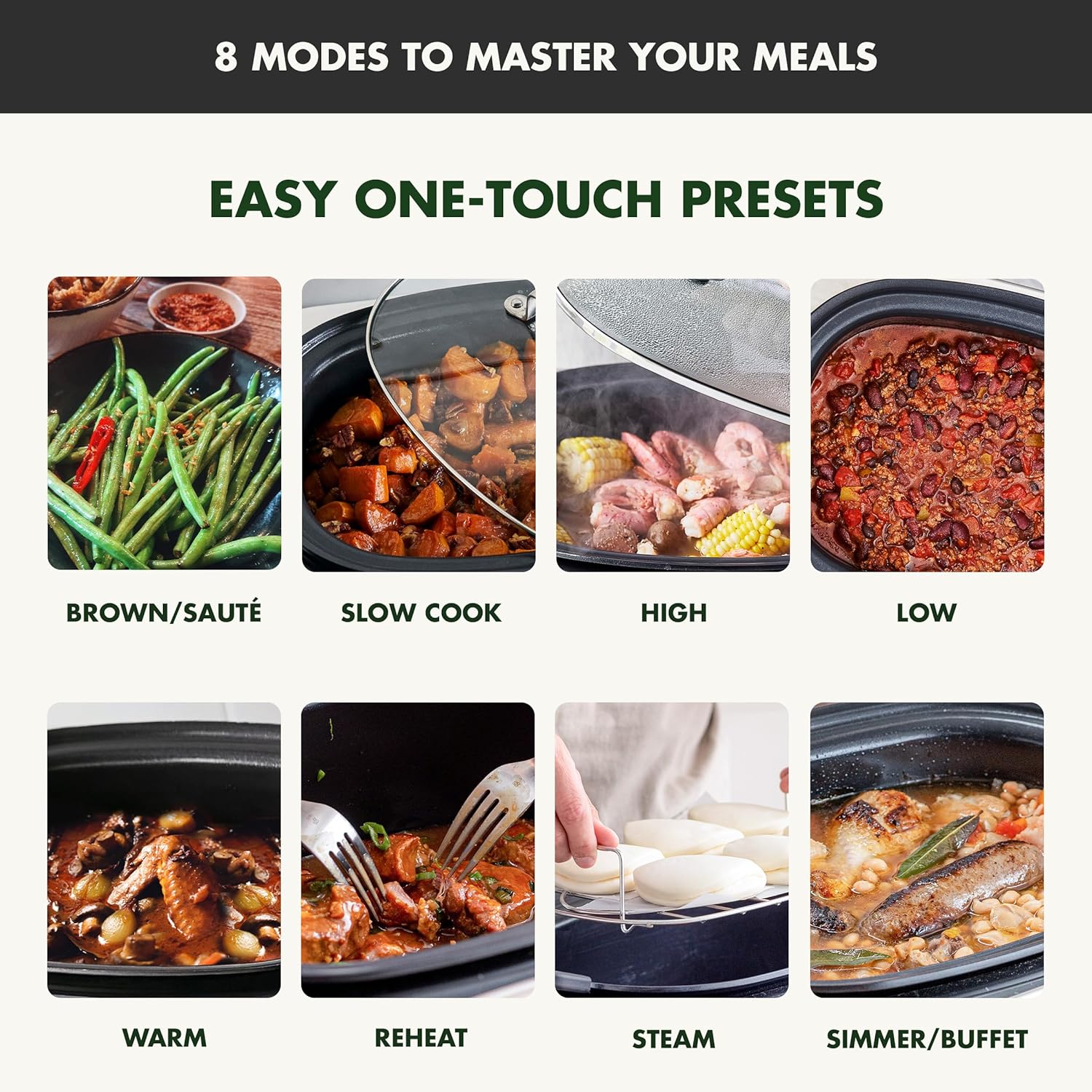 GreenPan Elite 14-in-1 Programmable 6QT Electric Slow Cooker, Dishwasher Safe Lid & Removable Crock, PFAS-Free Healthy Ceramic Nonstick Multi-Cooker, Sear, Sauté, Brown, Steam Basket, Roast, Black