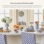 MACKENZIE-CHILDS Enamel Utensil Holder, Kitchen Utensil Holder for Countertop, Storage Caddy, Blue-and-White Royal Check