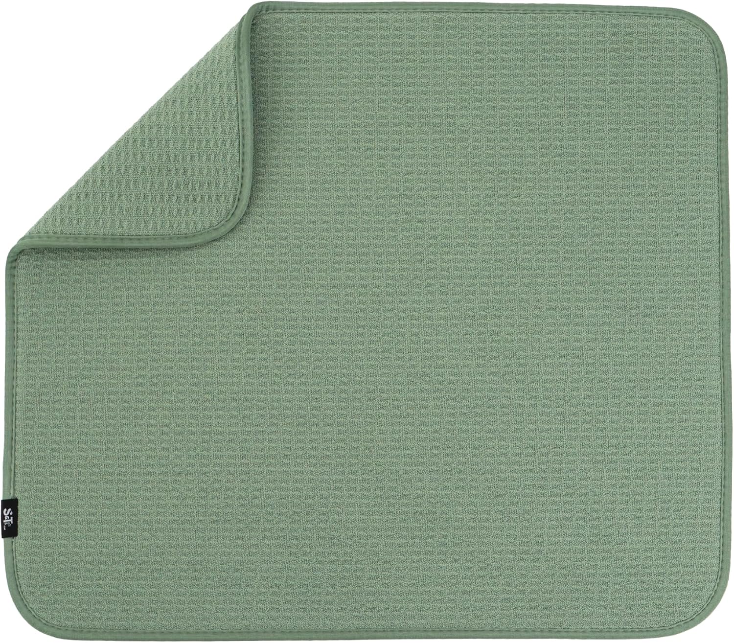 S&T INC. Dish Drying Mat, 16” x 18”, Absorbent Microfiber Kitchen Counter Mat, Dish Drying Pad for Dishes, Utensils, Pots and Pans, Large, Sage Green