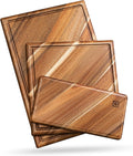 Chorus Wood Cutting Board Set with Juice Groove (3 Pieces) - Acacia Wood Kitchen Cutting Boards, Chopping Board for Meat (Butcher Block), Vegetables, Cheese - 100% Natural Hardwood