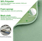 2 Packs Dish Drying Mats for Kitchen Counter, Drying Matt Kitchen Counter, Sage Green Kitchen Dish Drying Mat & Dish Dryer Mat for Drying Dishes, 20 x 15 inches (Green)