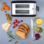 Moss & Stone 2 Slice Toaster, 1.5in Extra-Wide Slot For Bagel & Defrost with 5 Shade Settings, Bread Toaster 2 Slice With Removable Crumb Tray, Black