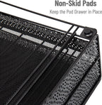 Mind Reader Single Serve Coffee Pod Organizer with 2 Drawers, 72 Pod Capacity, Metal Mesh, 13"L x 12.75"W x 5"H, Black
