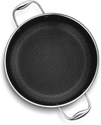 HexClad Hybrid Nonstick 8-Quart Stockpot with Tempered Glass Lid, Stay-Cool Handles, Dishwasher-Friendly, Oven-Safe Up to 900°F, Induction Ready, Compatible with All Cooktops