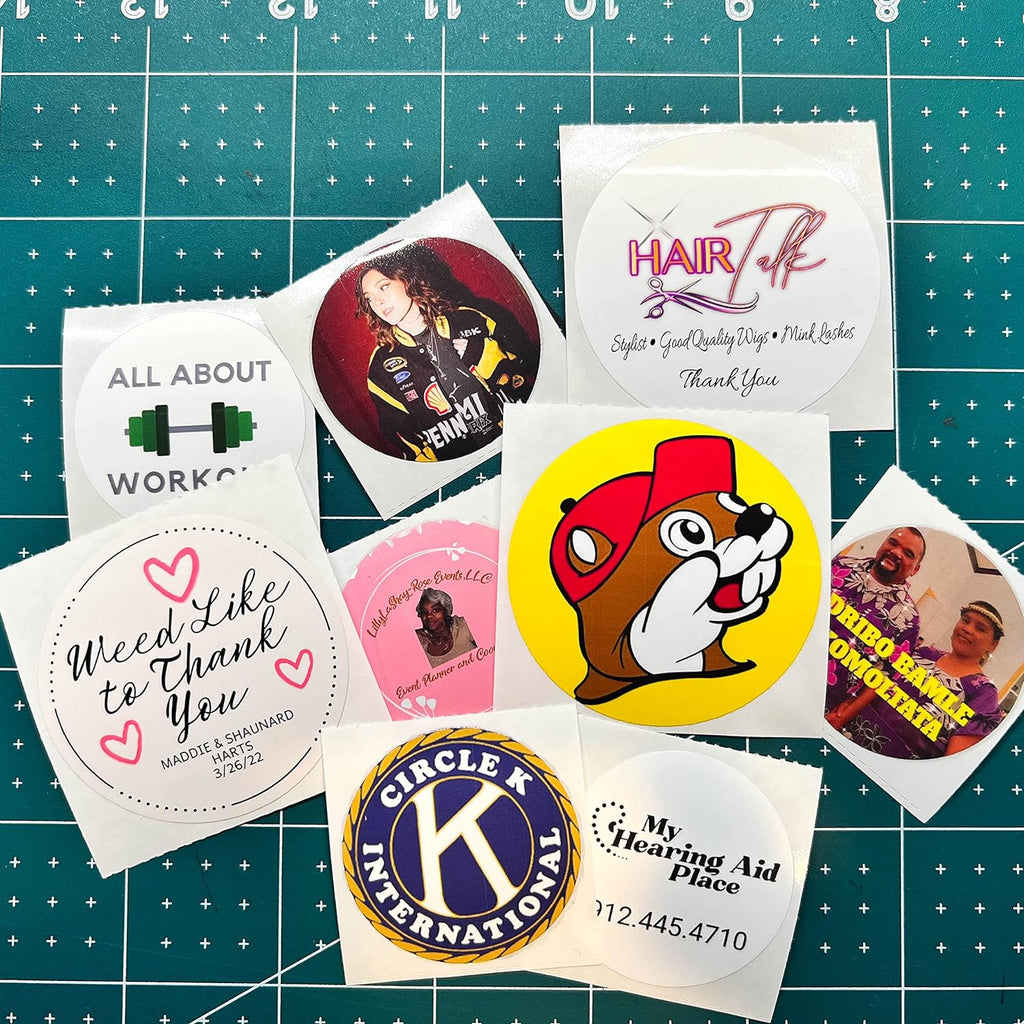 150 Custom Circle/Square BOPP Roll Labels- Personalized Stickers for Business Logo, Party, Wedding Favor, Baby Shower-Any Design Text + Image, Matte/Gloss Finish (1.5 Inch Circle)