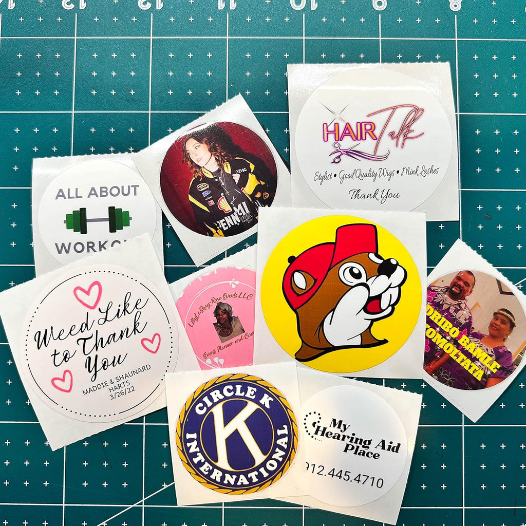 150 Custom Circle/Square BOPP Roll Labels- Personalized Stickers for Business Logo, Party, Wedding Favor, Baby Shower-Any Design Text + Image, Matte/Gloss Finish (2.5 Inch Square)