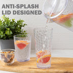 Bzyoo 74oz Clear ChillCraft Water Jug, BPA-Free Pitcher with Lid, Hammered Glass-Style Durable Plastic, Ripple Effect Design, Easy-Pour Spout, Ideal for Orange Juice, Iced Tea, Infused Waters