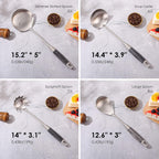 18/10 Stainless Steel Kitchen Utensils Set with Wooden Handle, 8Pcs 15” Long Cooking Utensil Set & Kitchen Gadgets Cookware Set, Serving Utensils-Spatula, Turner, Pasta, Serving Spoon, Skimmer, Ladle