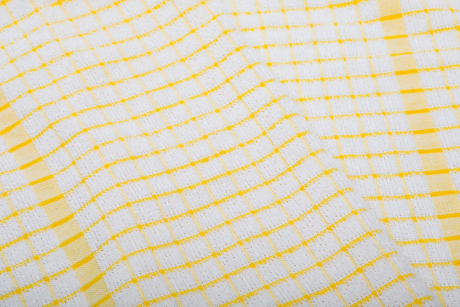 AMOUR INFINI Kitchen Towels Set of 4 - Highly Absorbent, Super Soft Terry Cotton 20x28 Inch Dish Towels with Hanging Loop - Hand & Tea Towels for Cleaning & Drying Dishes (Yellow)