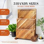 Chorus Wood Cutting Board Set with Juice Groove (3 Pieces) - Acacia Wood Kitchen Cutting Boards, Chopping Board for Meat (Butcher Block), Vegetables, Cheese - 100% Natural Hardwood