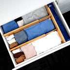 Utoplike Bamboo Drawer Dividers Large(Fits 18.6"-20.6" Drawer Inner Size, Height > 4.05"), Adjustable Kitchen Drawer Organizers for Clothing, Spring Loaded, 4 pcs