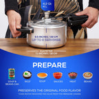 Universal (4.2 Quart / 4 Liter) Pressure Cooker, 5 Servings, Aluminum Pressure Cooker With Multiple Safety Systems and Heat Resistant Handles For Stews, Soup, Meat, and Beans