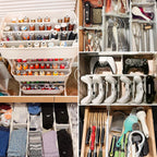 HiYZ Expandable Drawer Dividers with Inserts - Adjustable Drawer Organizers Separators for Kitchen, Bedroom, Dresser, Office, 8 Long Dividers(12.6-22.8 IN) with 16 Inserts(3.9-7.1 IN) - Gray